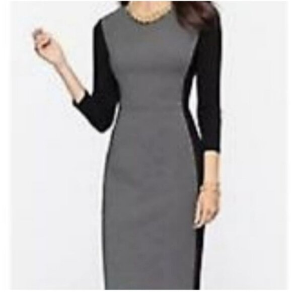 Talbots Women's Size 2 Color Block Sheath Dress 3/4 Sleeves Business Church Chic - Picture 3 of 11